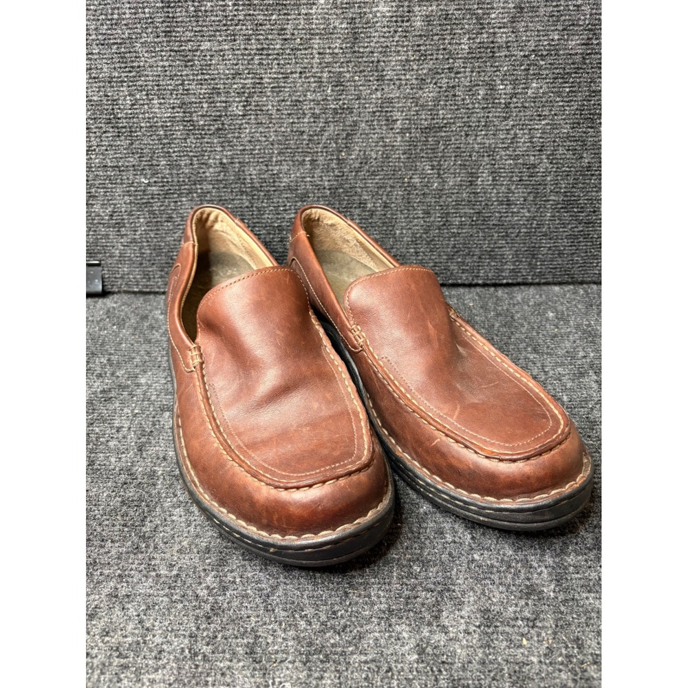 Clarks Brown Leather Slip On Loafers Mens 11M Moc Toe Shoes 73226